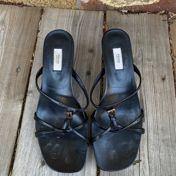 Vintage Prada Sling Back Heels Calzature Donna Black Size 36 - Picture 2 of 11